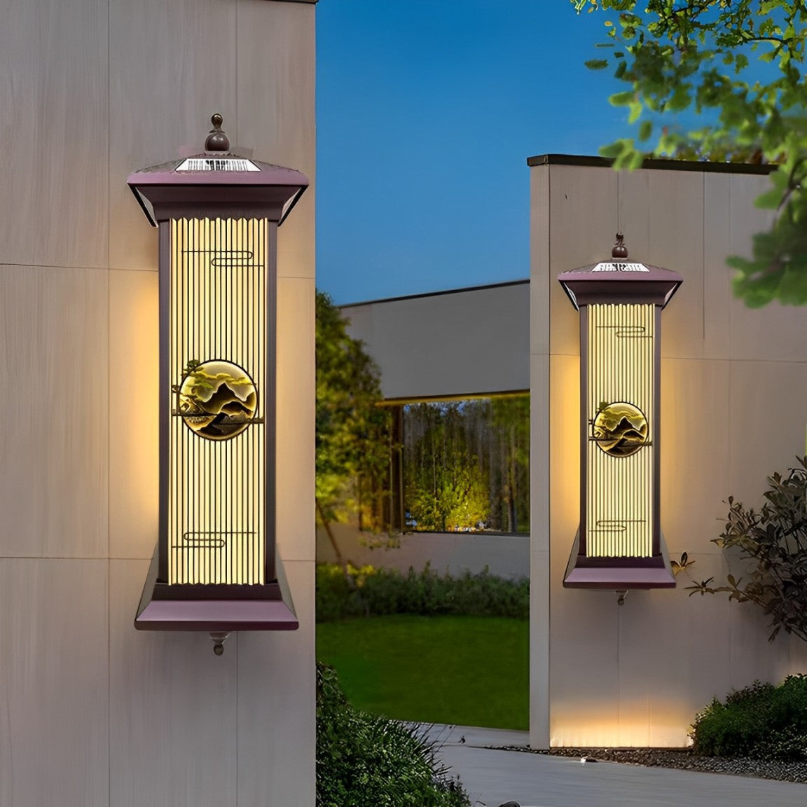 Chinese Solar Aluminum Glass Cylinder LED Wall Sconce — Small - Black / 7 Colors Light / 220V-240V For UK/AU