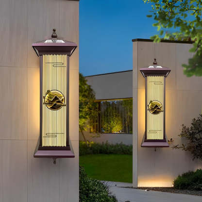 Chinese Solar Aluminum Glass Cylinder LED Wall Sconce — Small - Black / 7 Colors Light / 220V-240V For UK/AU
