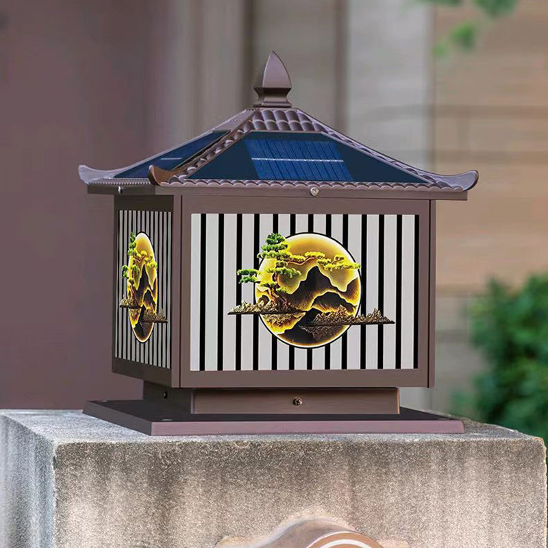 Lighom chinese tree glass landscape lighting — 9.84" W x 11.02" H / Bronze / 220V-240V (UK/AU)