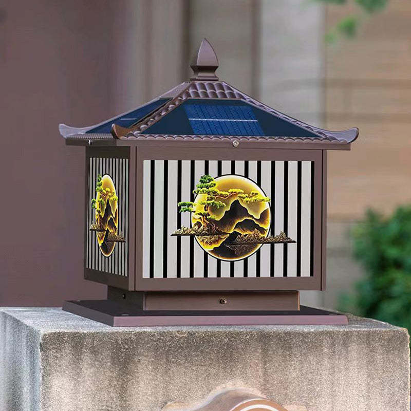 Lighom chinese tree glass landscape lighting — 9.84" W x 11.02" H / Bronze / 220V-240V (UK/AU)