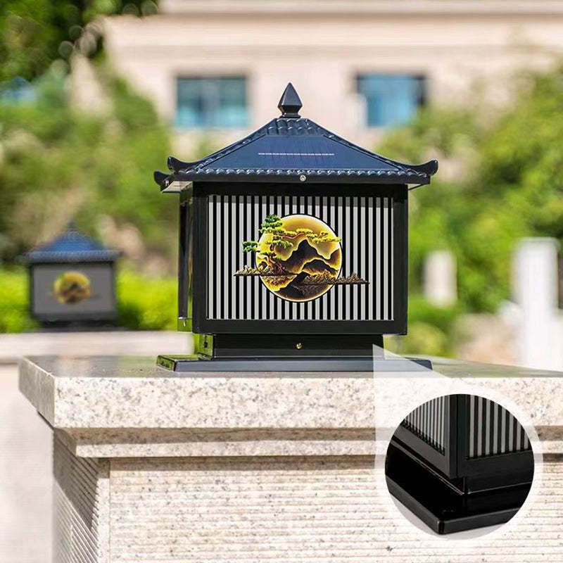 Chinese tree bronze landscape lighting in glass — 23.62" W x 24.41" H / Brown / 220V-240V (UK/AU)