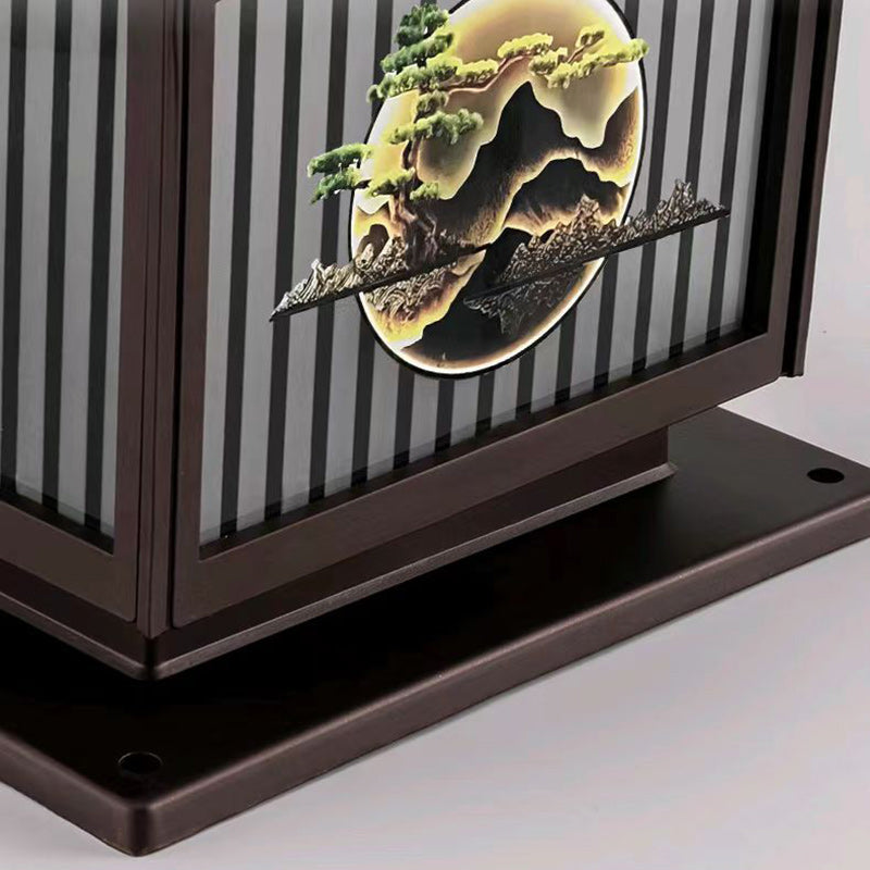 Lighom chinese tree bronze landscape lighting in glass — 15.75" W x 16.14" H / Brown / 220V-240V (UK/AU)