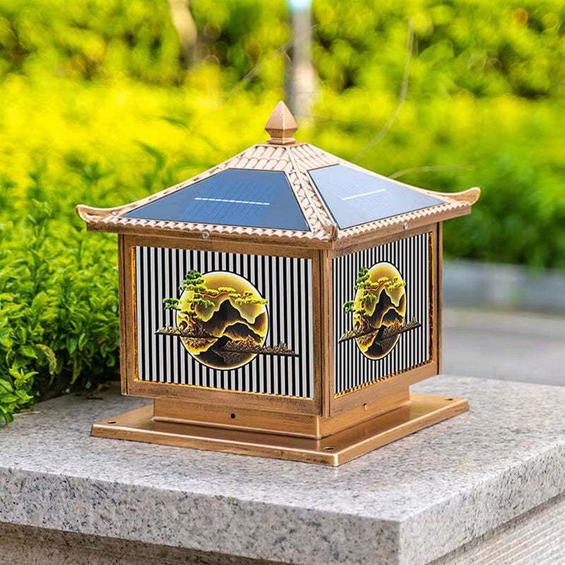 Bronze chinese tree landscape lighting — 11.81" W x 12.6" H / Brown / 110V-120V (US/CA)