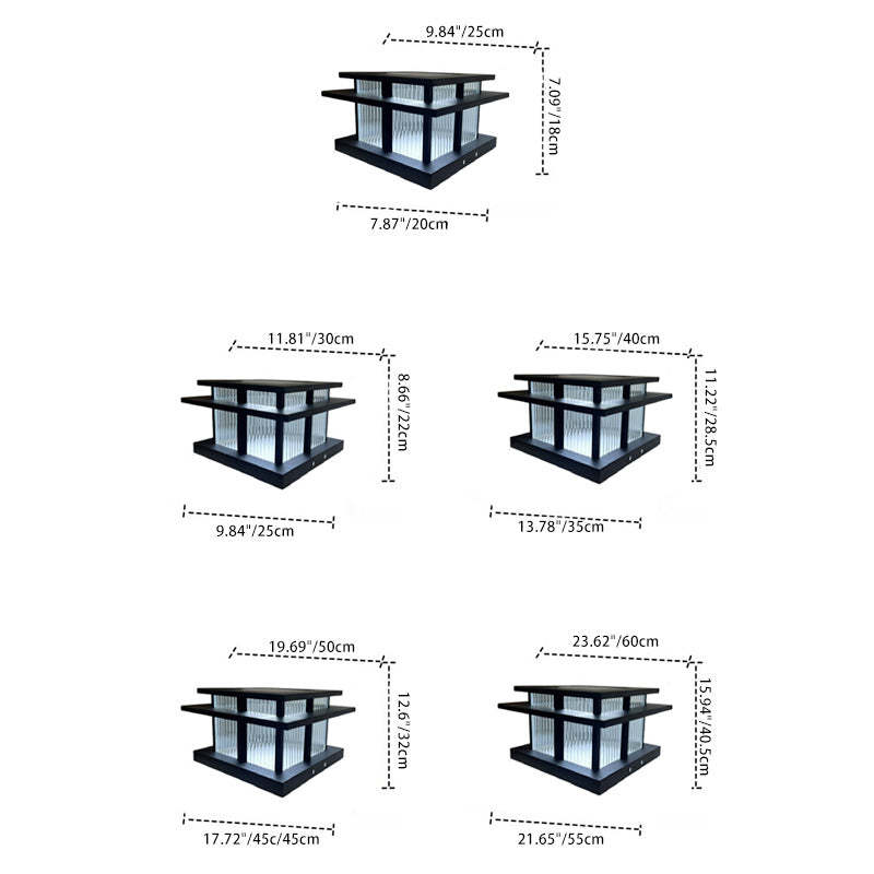 Black minimalist cylinder square landscape lighting — 19.69" W x 12.6" H / 110V-120V (US/CA)