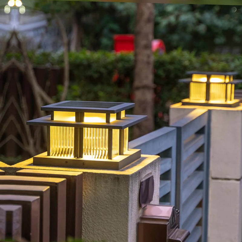 Minimalist Solar Square Cylinder Glass LED Landscape Light