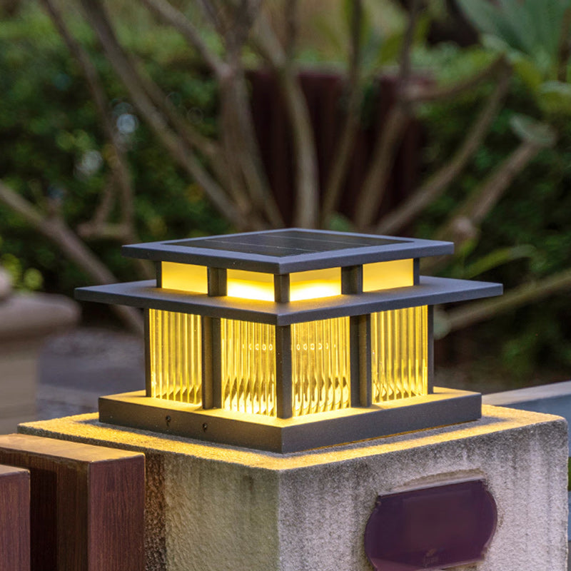 Black minimalist square cylinder landscape lighting