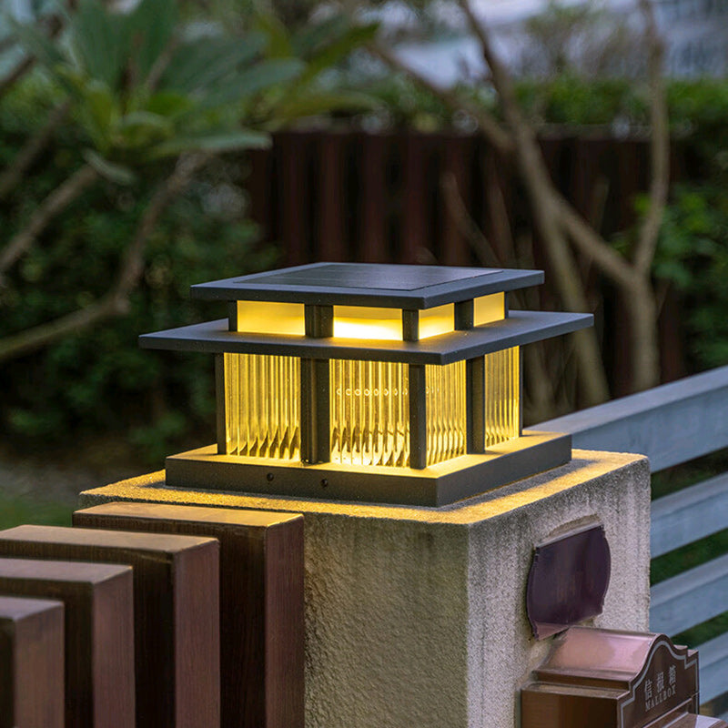 Black minimalist cylinder square landscape lighting — 11.81" W x 8.66" H / 110V-120V (US/CA)
