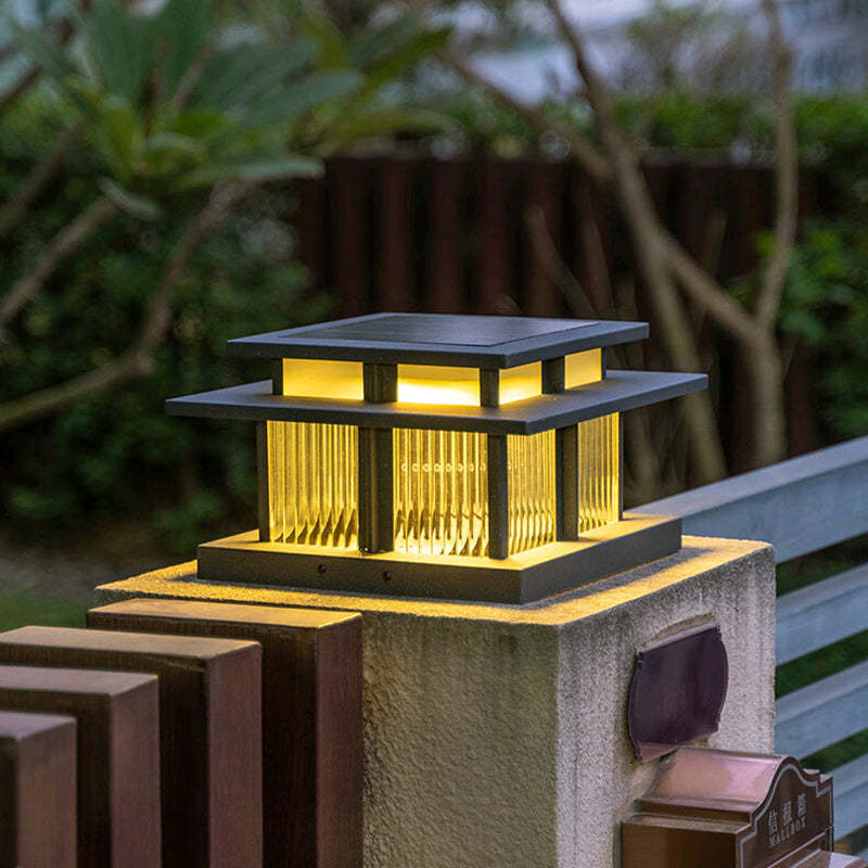 Black minimalist cylinder square landscape lighting — 11.81" W x 8.66" H / 110V-120V (US/CA)