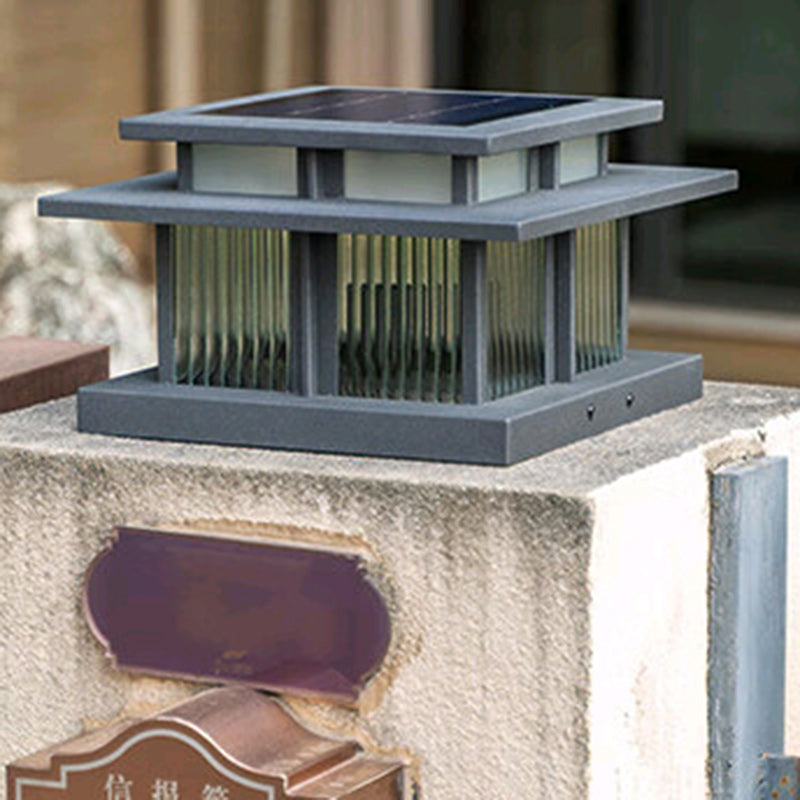 Black glass aluminum cylinder square landscape lighting - minimalist