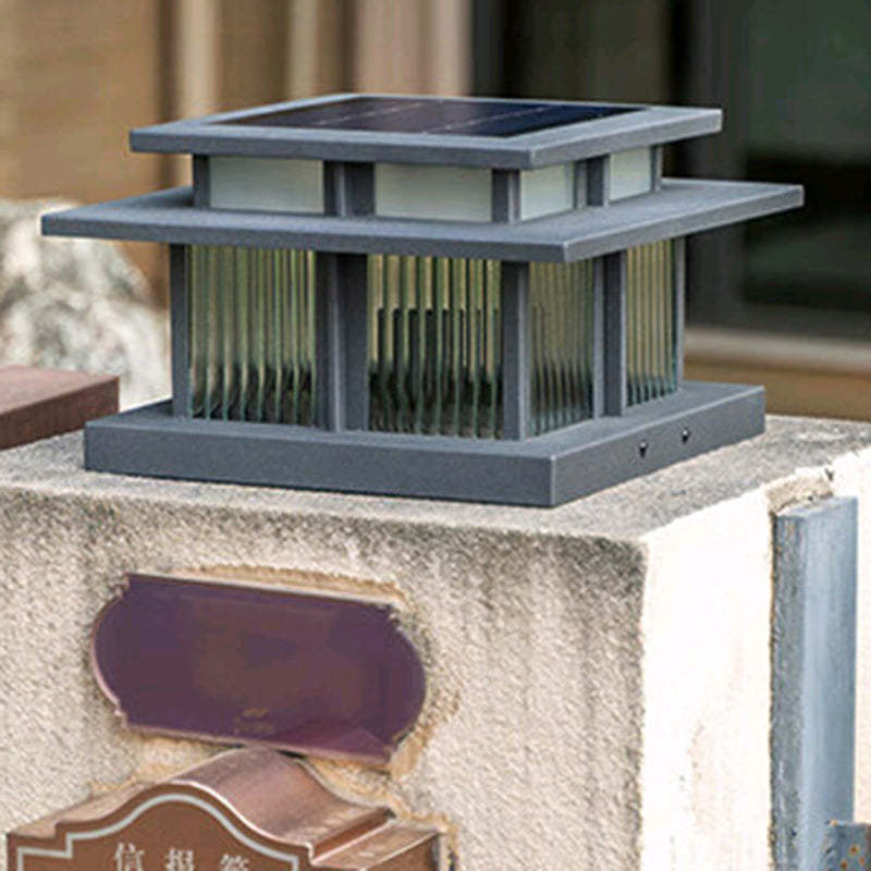 Black glass aluminum cylinder square landscape lighting - minimalist