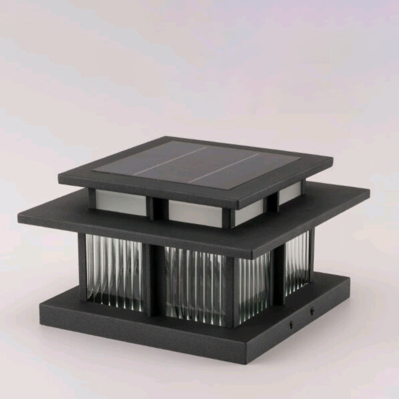 Black minimalist square cylinder landscape lighting