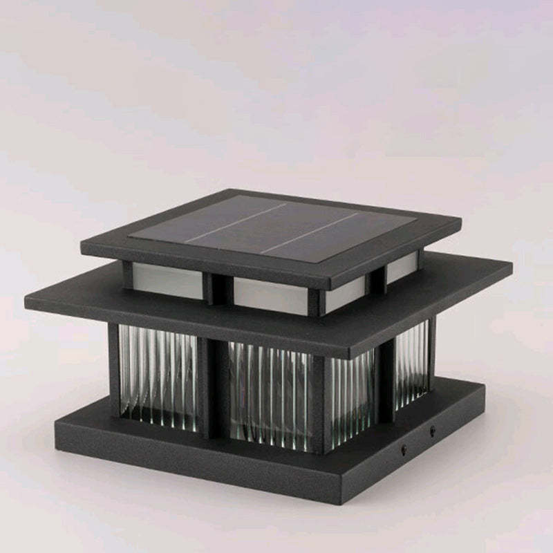 Black minimalist square cylinder landscape lighting
