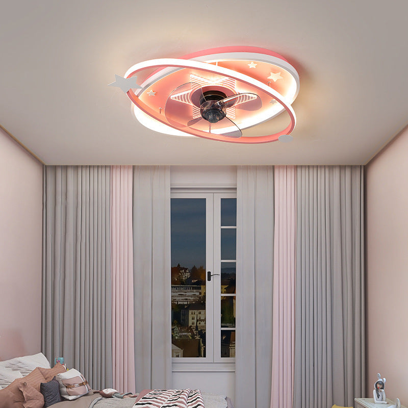 Scandinavian Iron Flush Mount Ceiling Fan Light