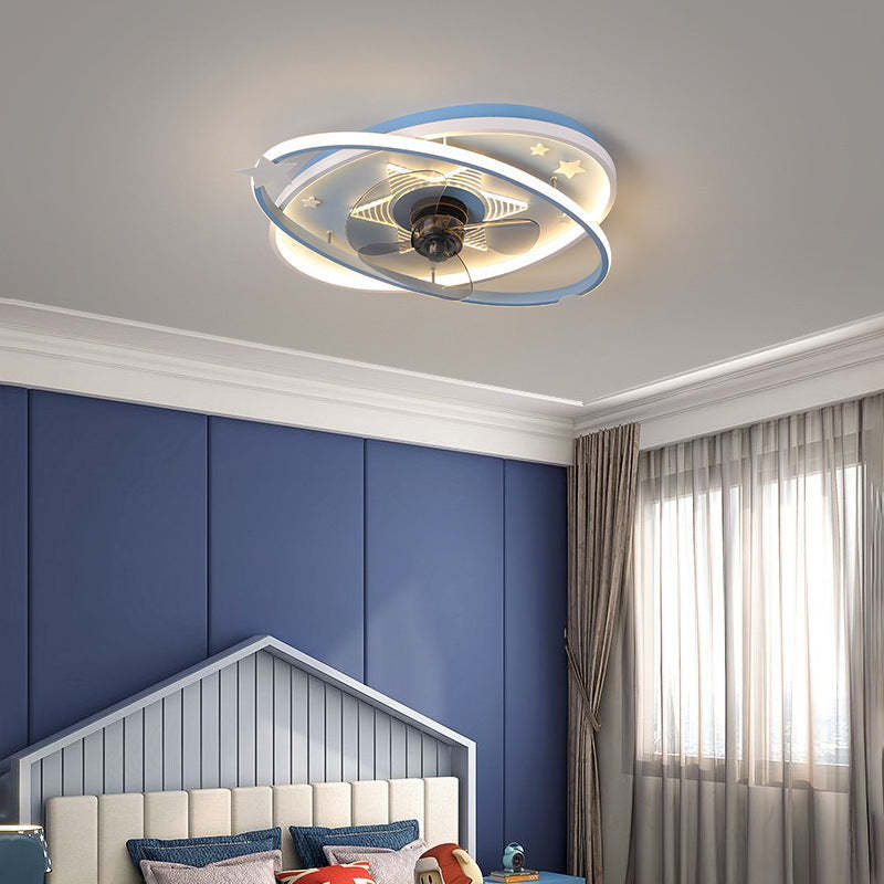 Scandinavian Iron Flush Mount Ceiling Fan Light
