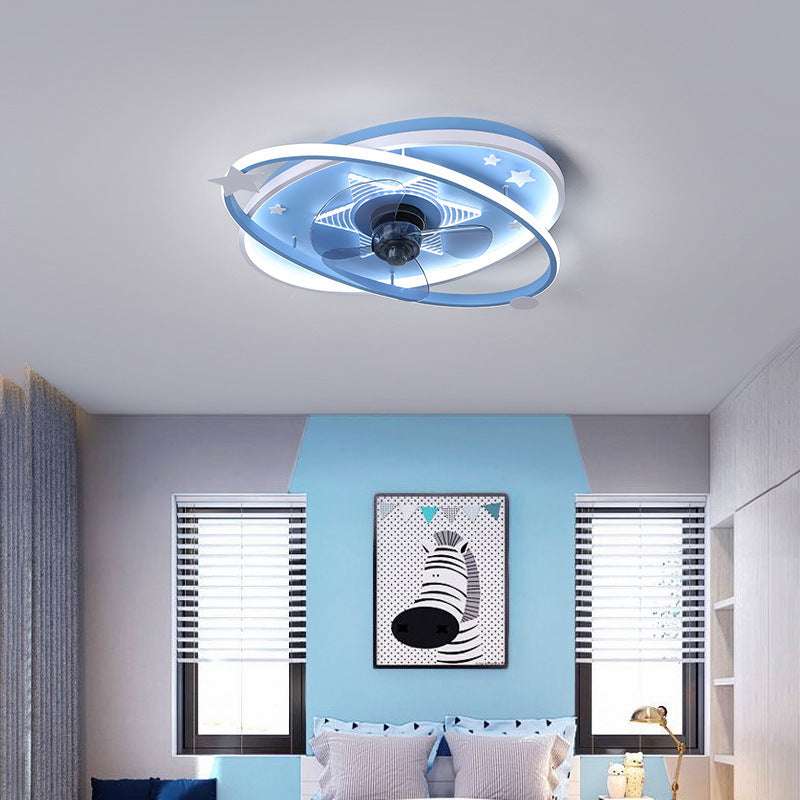 Scandinavian Iron Flush Mount Ceiling Fan Light
