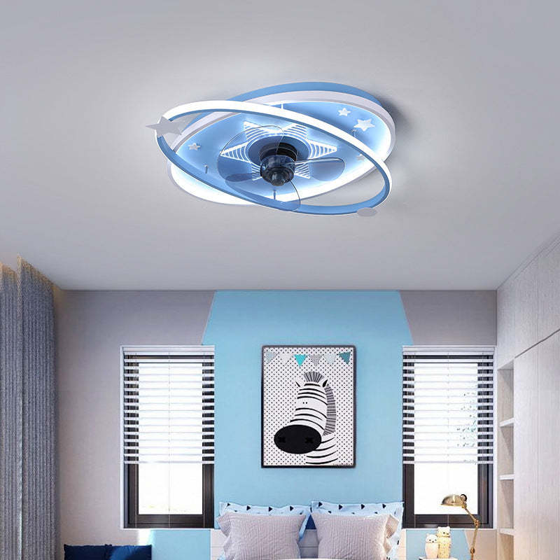 Scandinavian Iron Flush Mount Ceiling Fan Light