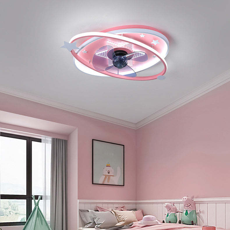 Scandinavian Iron Flush Mount Ceiling Fan Light