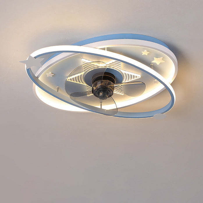 Scandinavian Iron Flush Mount Ceiling Fan Light