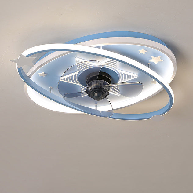 Scandinavian Iron Flush Mount Ceiling Fan Light