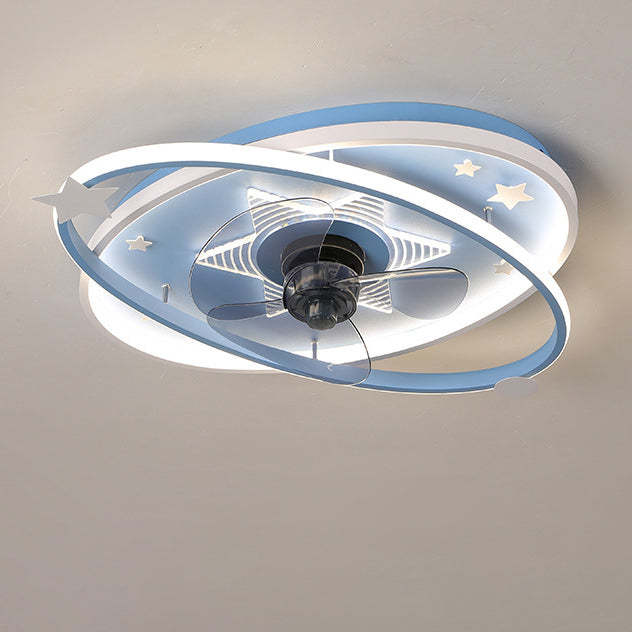 Scandinavian Iron Flush Mount Ceiling Fan Light