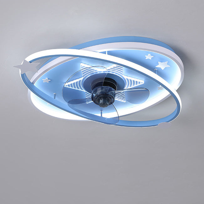 Scandinavian Iron Flush Mount Ceiling Fan Light