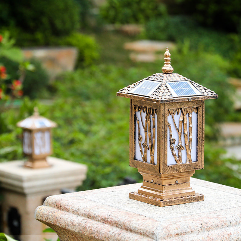 European Solar Aluminum Cylinder Bamboo Landscape Light