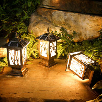 European Solar Aluminum Cylinder Bamboo Landscape Light