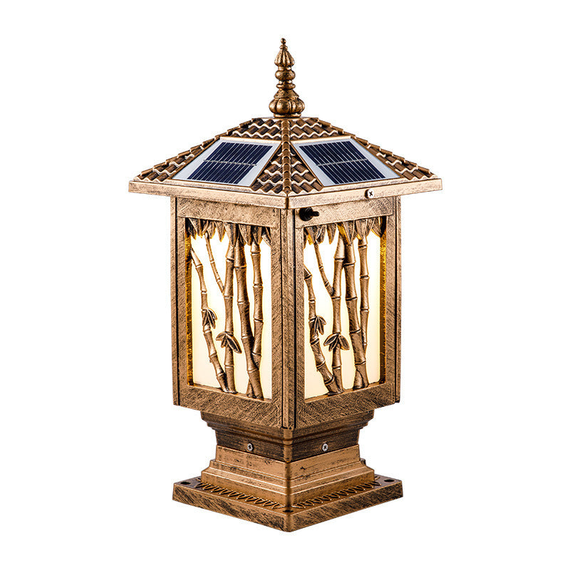 European Solar Aluminum Cylinder Bamboo Landscape Light