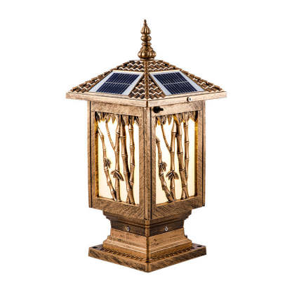 European Solar Aluminum Cylinder Bamboo Landscape Light