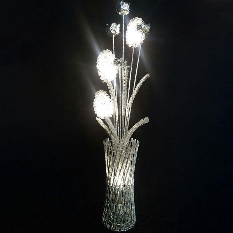 Art Deco Aluminum Wire Woven Vase LED Floor Lamp