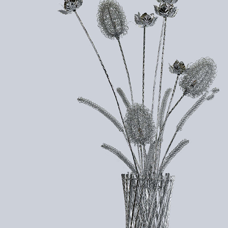 Art Deco Aluminum Wire Woven Vase LED Floor Lamp