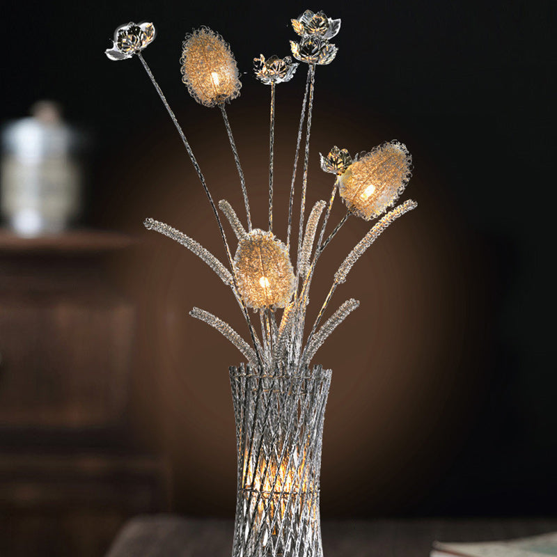 Art Deco Aluminum Wire Woven Vase LED Floor Lamp