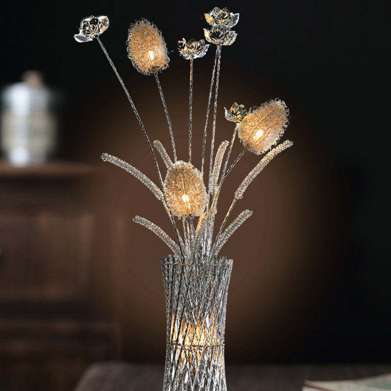 Art Deco Aluminum Wire Woven Vase LED Floor Lamp