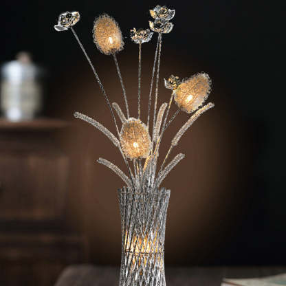 Art Deco Aluminum Wire Woven Vase LED Floor Lamp