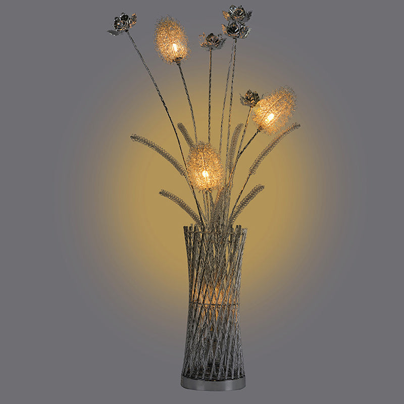 Art Deco Aluminum Wire Woven Vase LED Floor Lamp