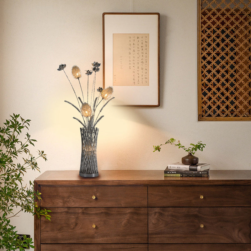 Art Deco Aluminum Wire Woven Vase LED Floor Lamp
