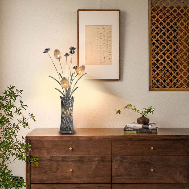 Art Deco Aluminum Wire Woven Vase LED Floor Lamp — Warm Light(3000K) / 110V-120V For US/CA