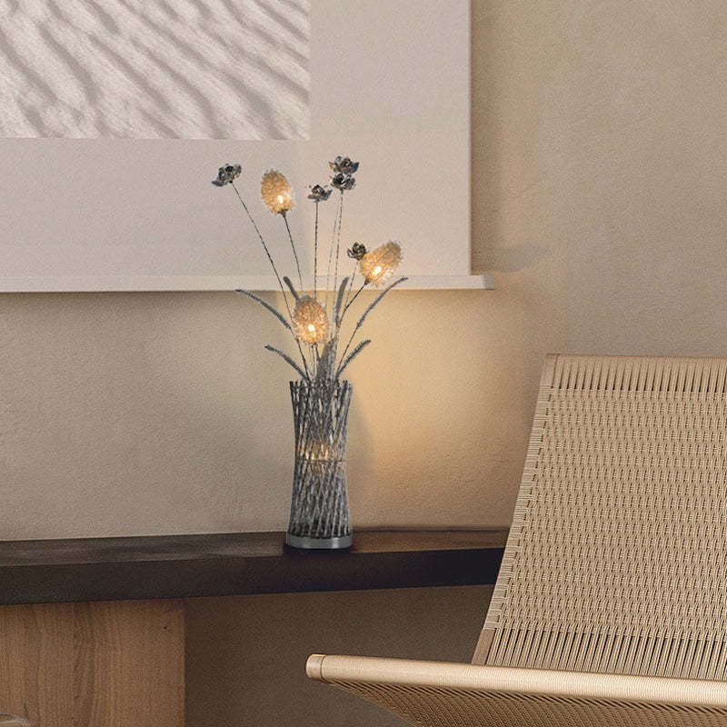 Art Deco Aluminum Wire Woven Vase LED Floor Lamp — Warm Light(3000K) / 220V-240V For UK/AU