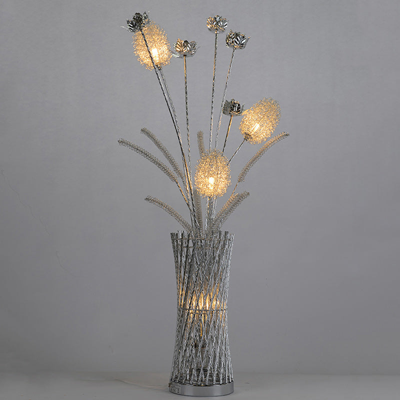 Art Deco Aluminum Wire Woven Vase LED Floor Lamp