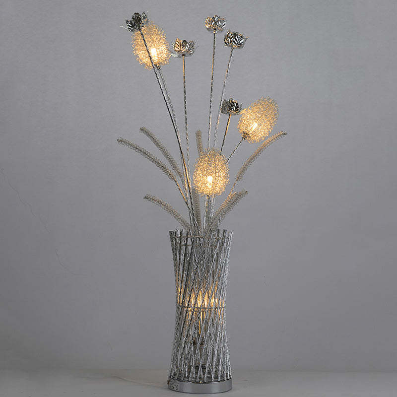 Art Deco Aluminum Wire Woven Vase LED Floor Lamp