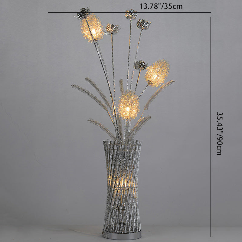 Art Deco Aluminum Wire Woven Vase LED Floor Lamp