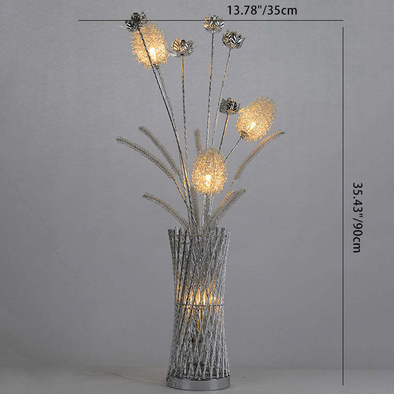 Art Deco Aluminum Wire Woven Vase LED Floor Lamp
