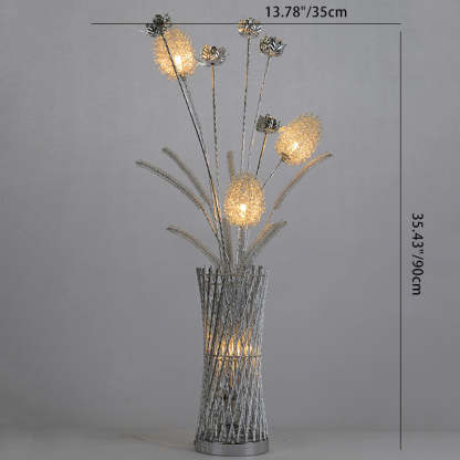 Art Deco Aluminum Wire Woven Vase LED Floor Lamp