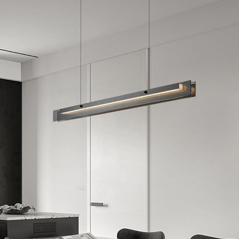 Minimalist Copper Rectangular Island Chandelier
