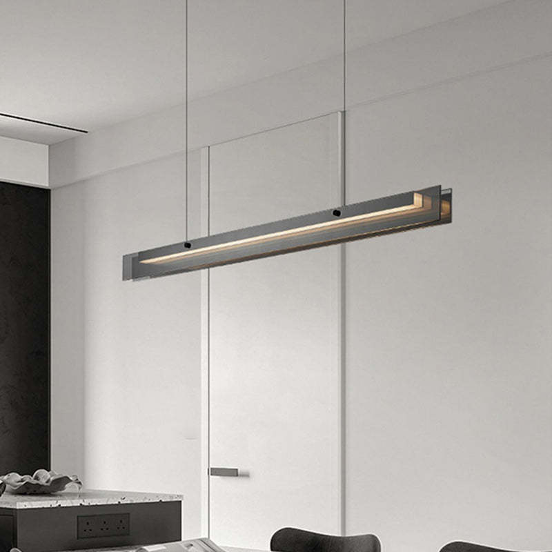 Minimalist Copper Rectangular Island Chandelier
