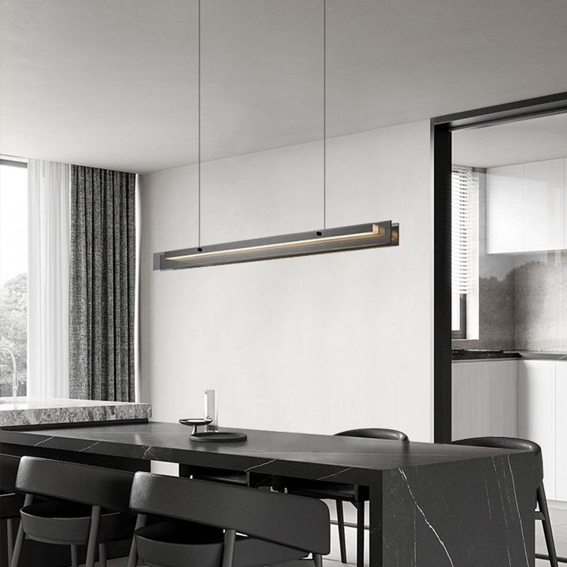 Minimalist Copper Rectangular Island Chandelier