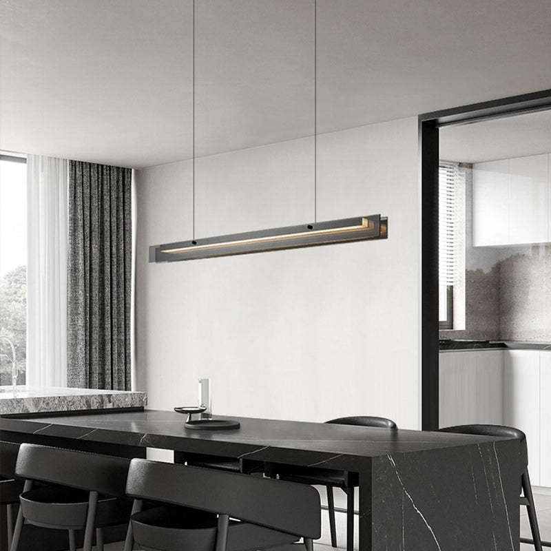 Minimalist Copper Rectangular Island Chandelier