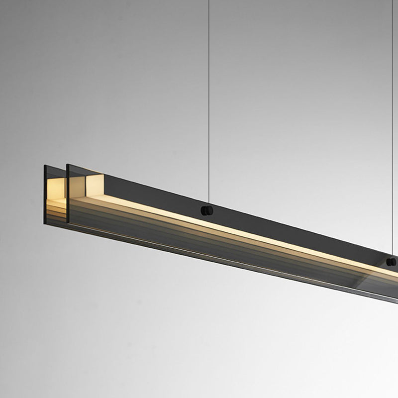 Minimalist Copper Rectangular Island Chandelier