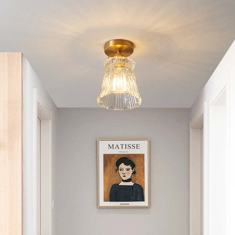 Japanese Brass Bowl Cylinder 1-Light Ceiling Light
