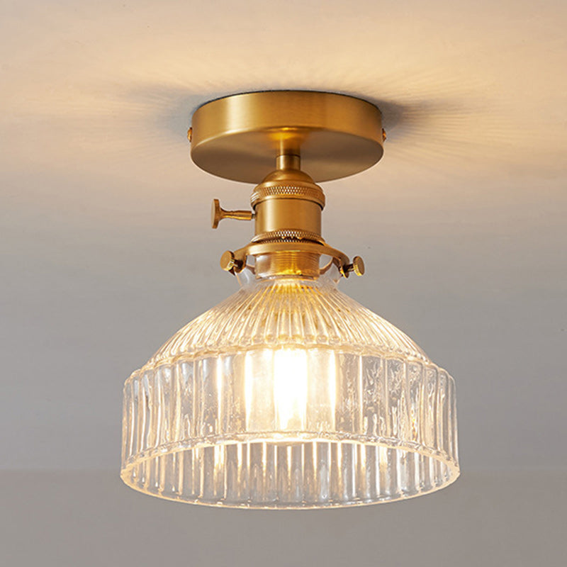Japanese Brass Bowl Cylinder 1-Light Ceiling Light